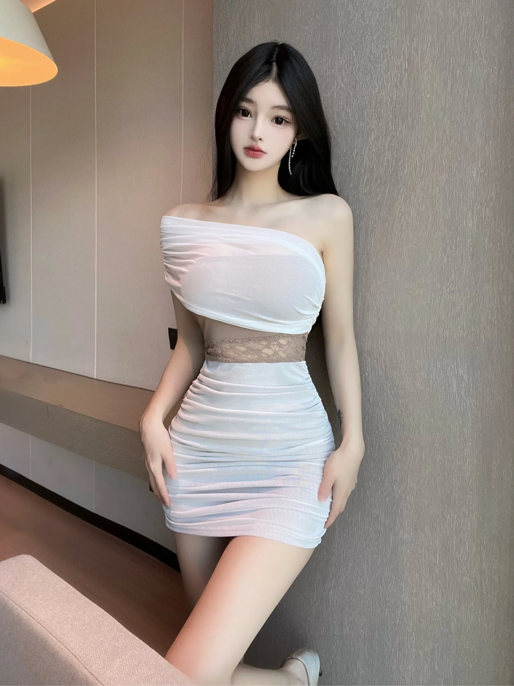 

Sexy Slim Fit ort Dr Women's Splice oulder High Waist ort Skirt Inner Wear Bodycon Dr Ci Walk X ape Silhouette