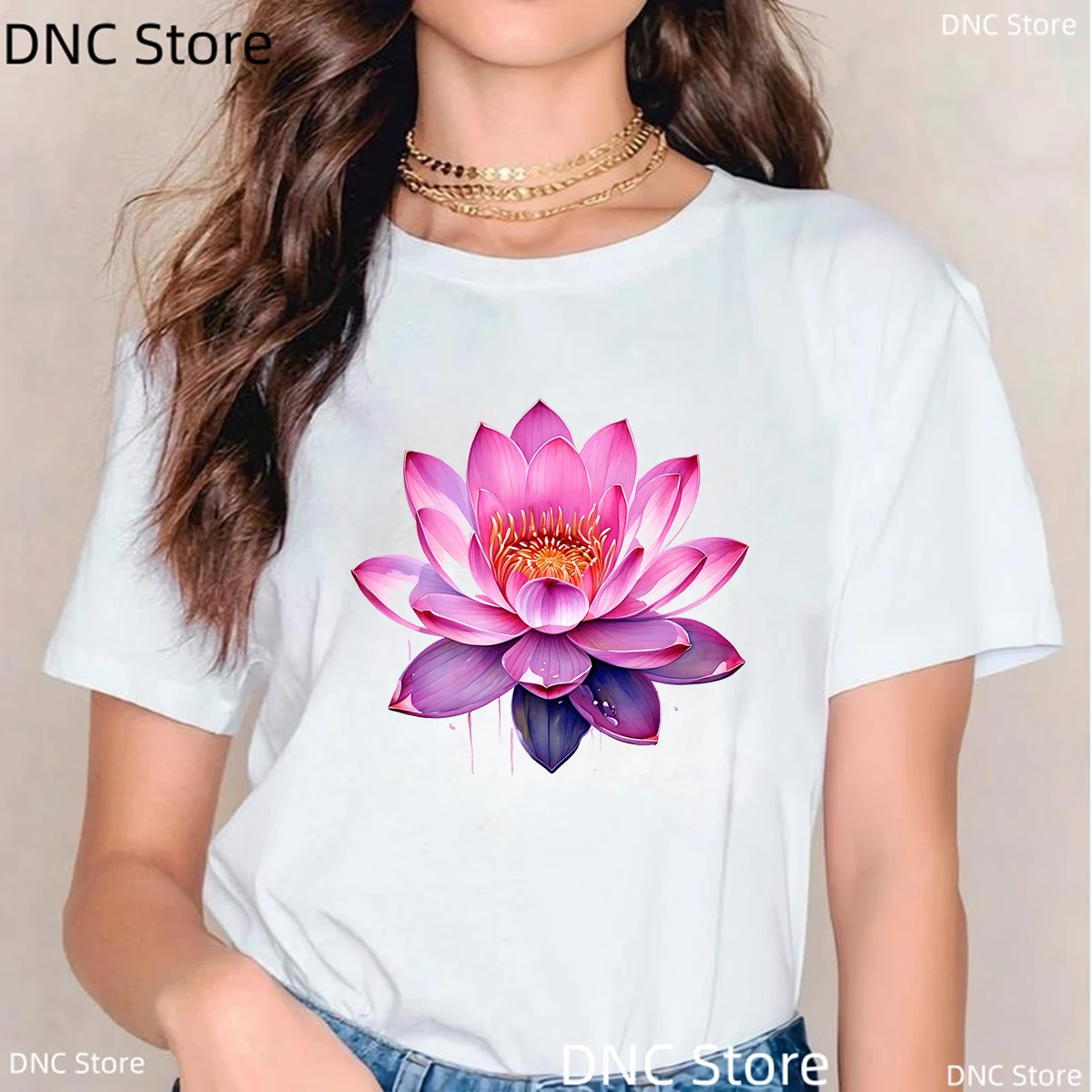 

Watercolor Tulip, Lotus Lily Graphic Print T Shirt Women Casual Style Female T-Shirt Summer Fashion 00s Girls Tshirt White Tops