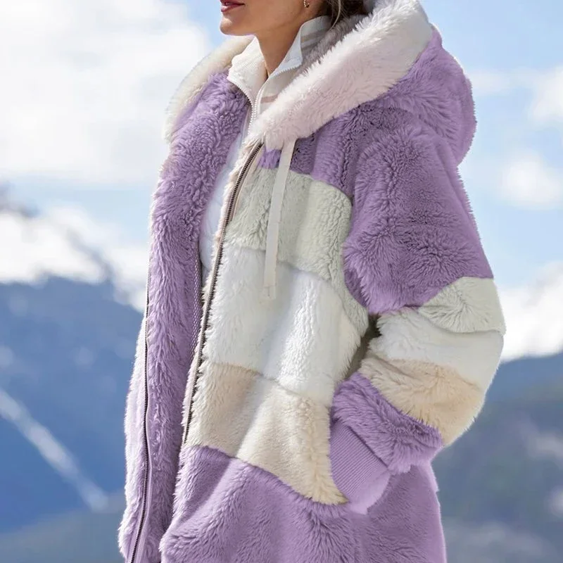 2024 New Autumn and Winter Clothing Casual Loose Hooded Women's Fashion Long-sleeved Loose Plush Multicolor Hooded Jacket Women
