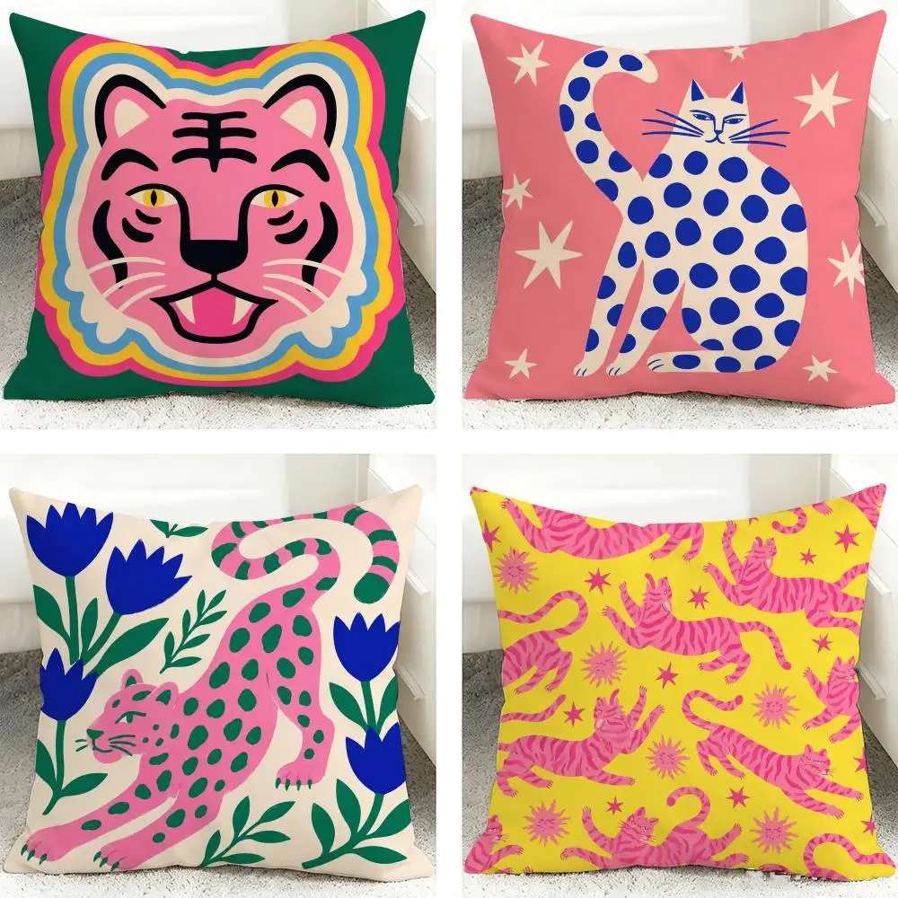 Funky Animal Colorful Maximalist Cushion Cover 40x40cm Square Decorative Sofa Cushion Cover Bedroom Living Room Home Decor Gift