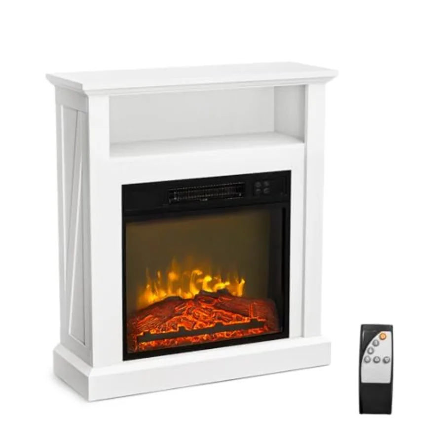 

30'' Electric Fireplace with Mantel Freestanding Heater for Home Bedroom Living Room Indoor Use Features Remote Control Timer F