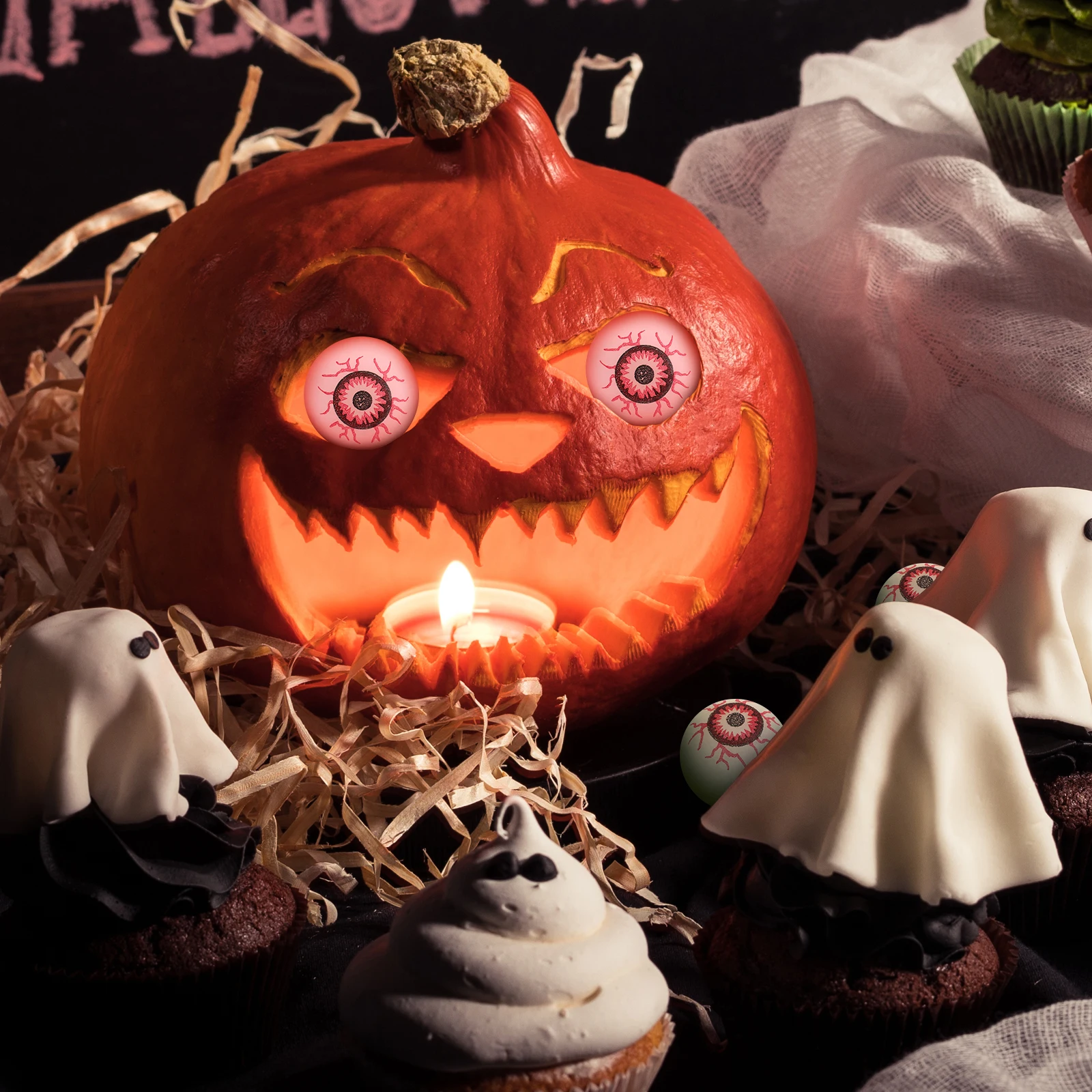 

10pcs 32Mm Halloween Bouncy Eye Balls Scary Party Favors Horror Carnival Prizes Trick Or Treat For Costume Party
