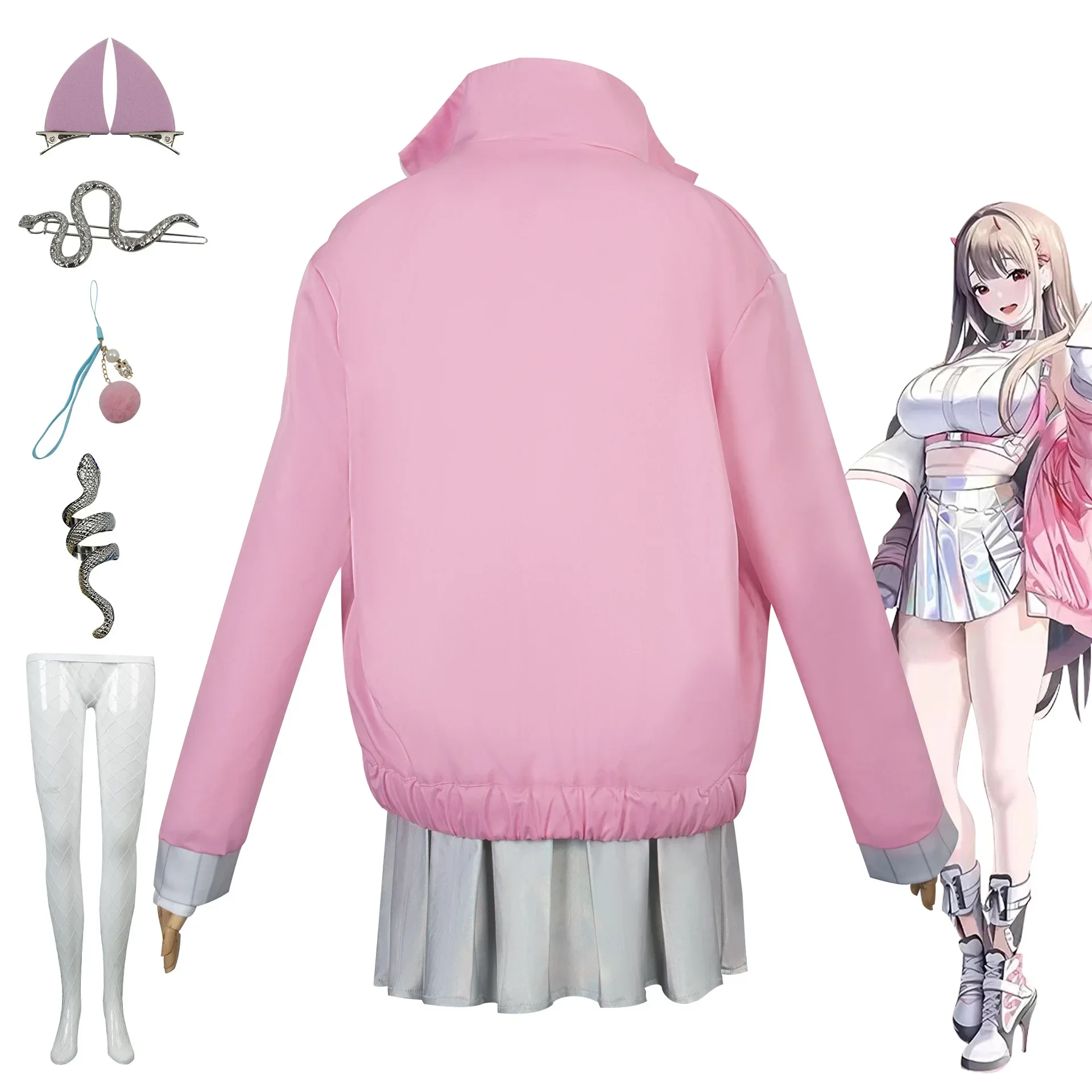 Disfraz de Anime NIKKE de la diosa de la victoria para niña, uniforme JK rosa, chaquetas, faldas, sombreros, guantes, traje para Halloween