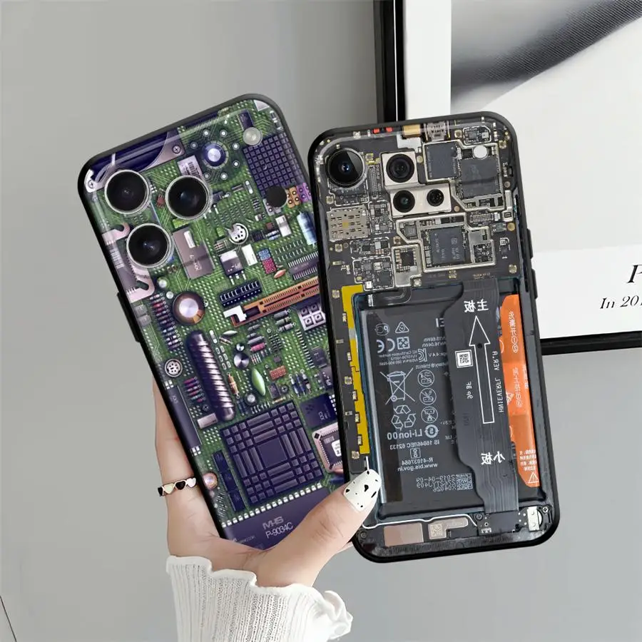 الكلاسيكية اللوحة الأم لوحة دوائر كهربائية لينة عودة غطاء الهاتف الحال بالنسبة آيفون X XS XR 11 13 Mini 15 Plus 12 17Air SE 7 8 17 16 Pro Max