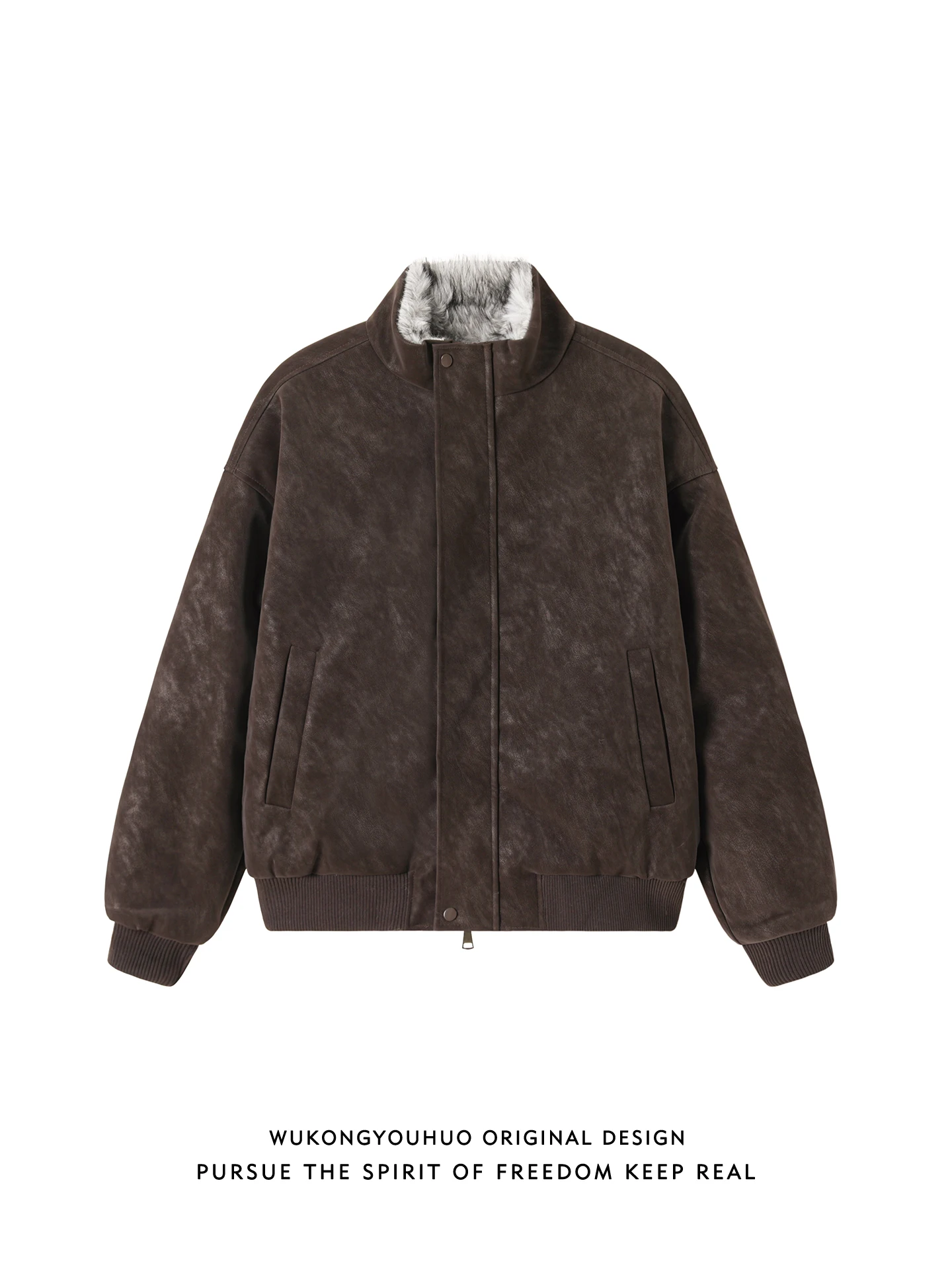 

Теплый трендовый хлопковый джат из искусственной кожи, мужское модное брендовое зимнее пальто с изоляционным воротником-стойкой, американское ретро Situ Mountain...