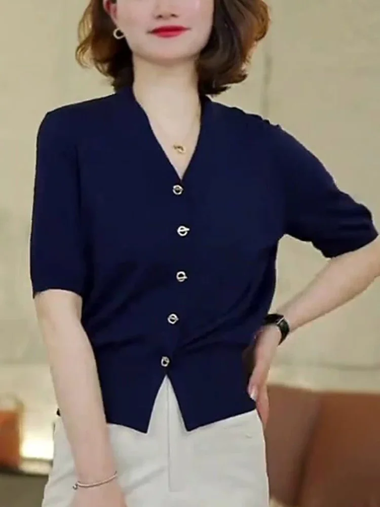 Faionable Versatile ort Sve Вязаный открытый кардиган женский Ele Slim Fit Лето на одной пуговице Уникальный специальный irt