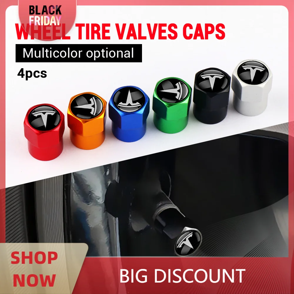 4Pcs/set Car Wheel Tire Valve Caps Cover Car Wheel Tire Stem Air Valve Caps for Tesla Model 3 Model S Model X  Coil Mod WYE K80