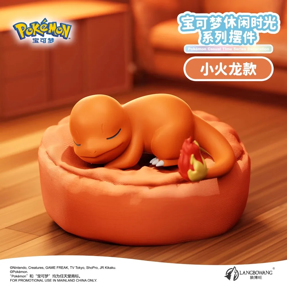 Pokemon Casual Time Pikachu Munchlax Slowpoke Rowlet Meowth Charmander Sleeping Posture Anime Figures Pvc Toys Kawaii Ornament