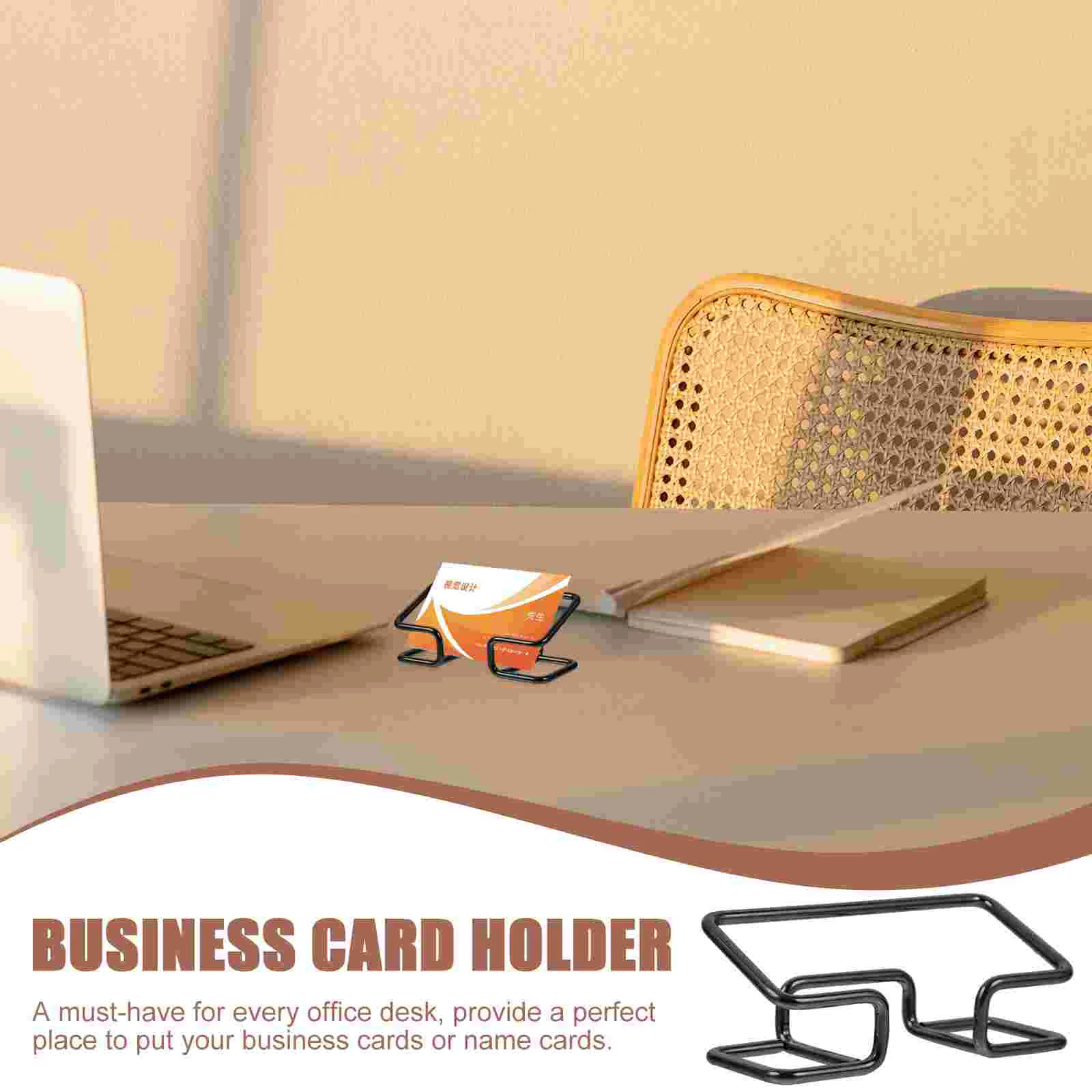 Desktop Card Holder Simple Metal Business Display Storage Box 2pcs Gold Organizer for Cards Stainless Steel