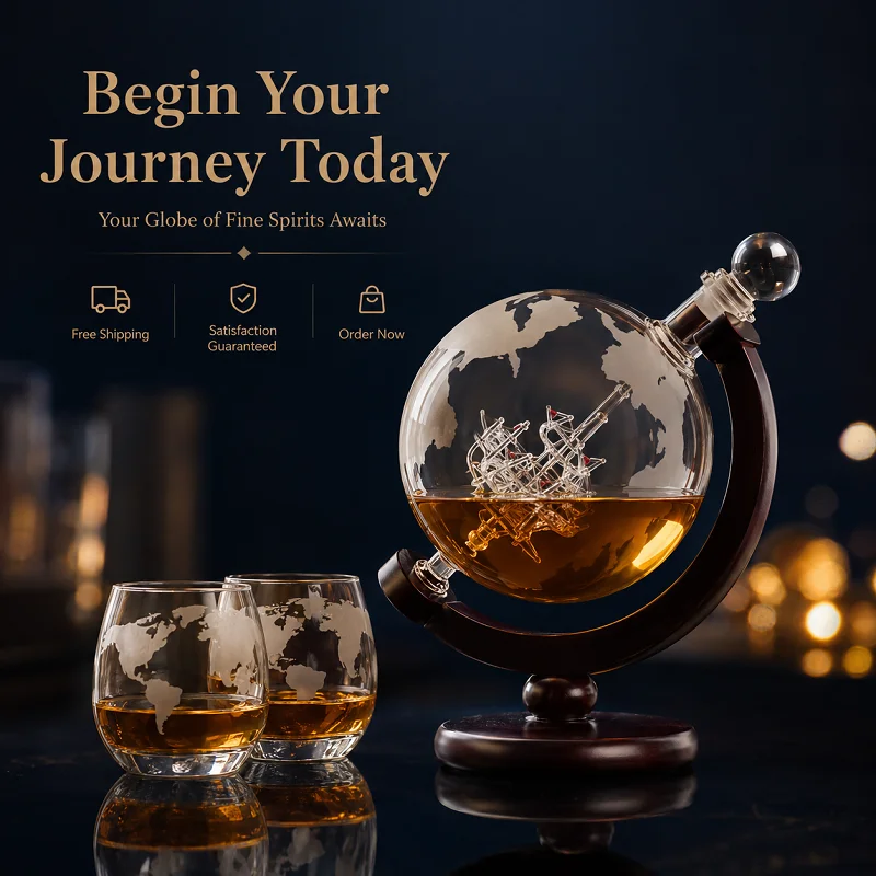 Decanter Globe Set - Набор для виски: графин-глобус и 2
