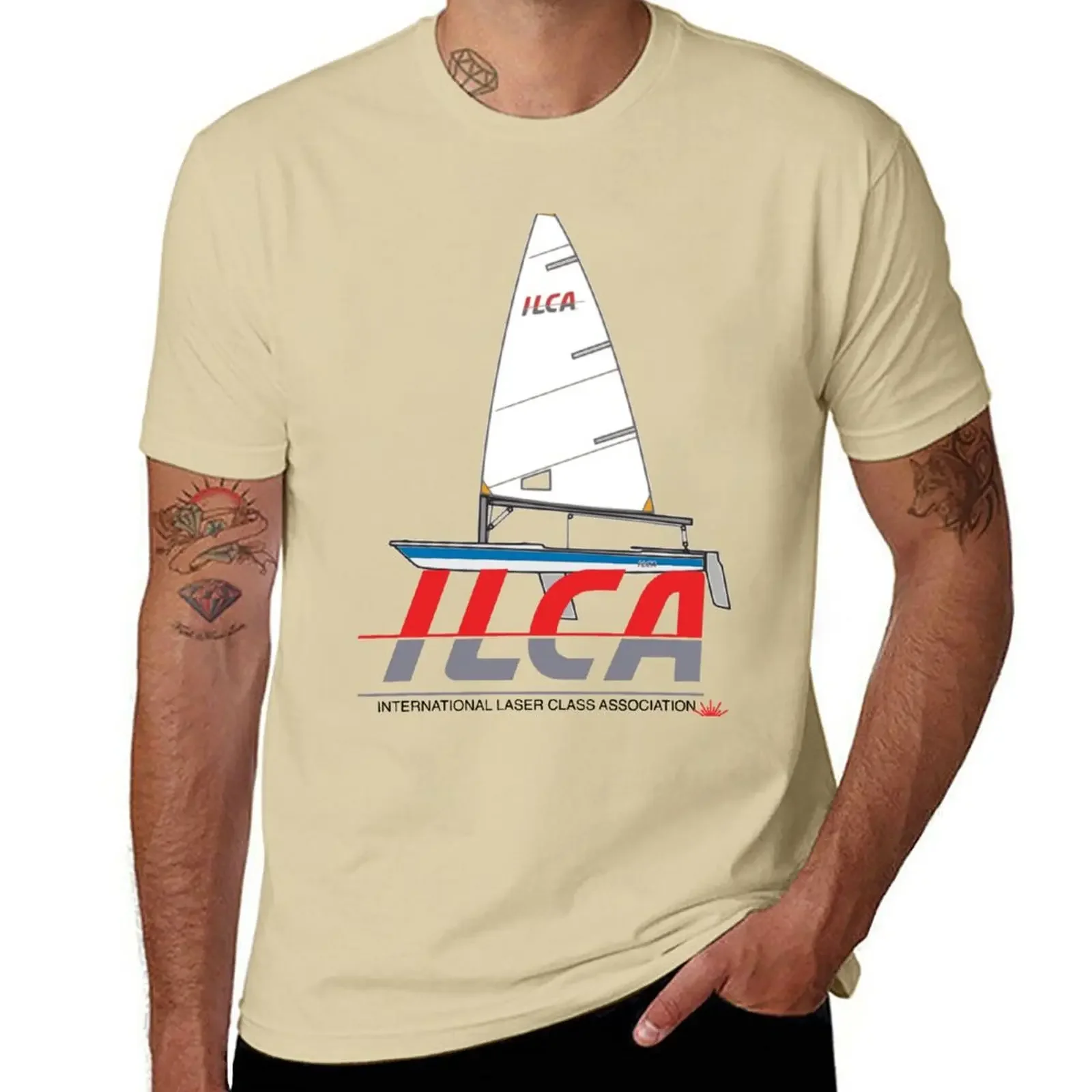 New Bestseller- Laser sailboat on ILCA logo -graphic t shirt t shirts for men aser sailing dinghy T-Shirt  streetwear  harajuku