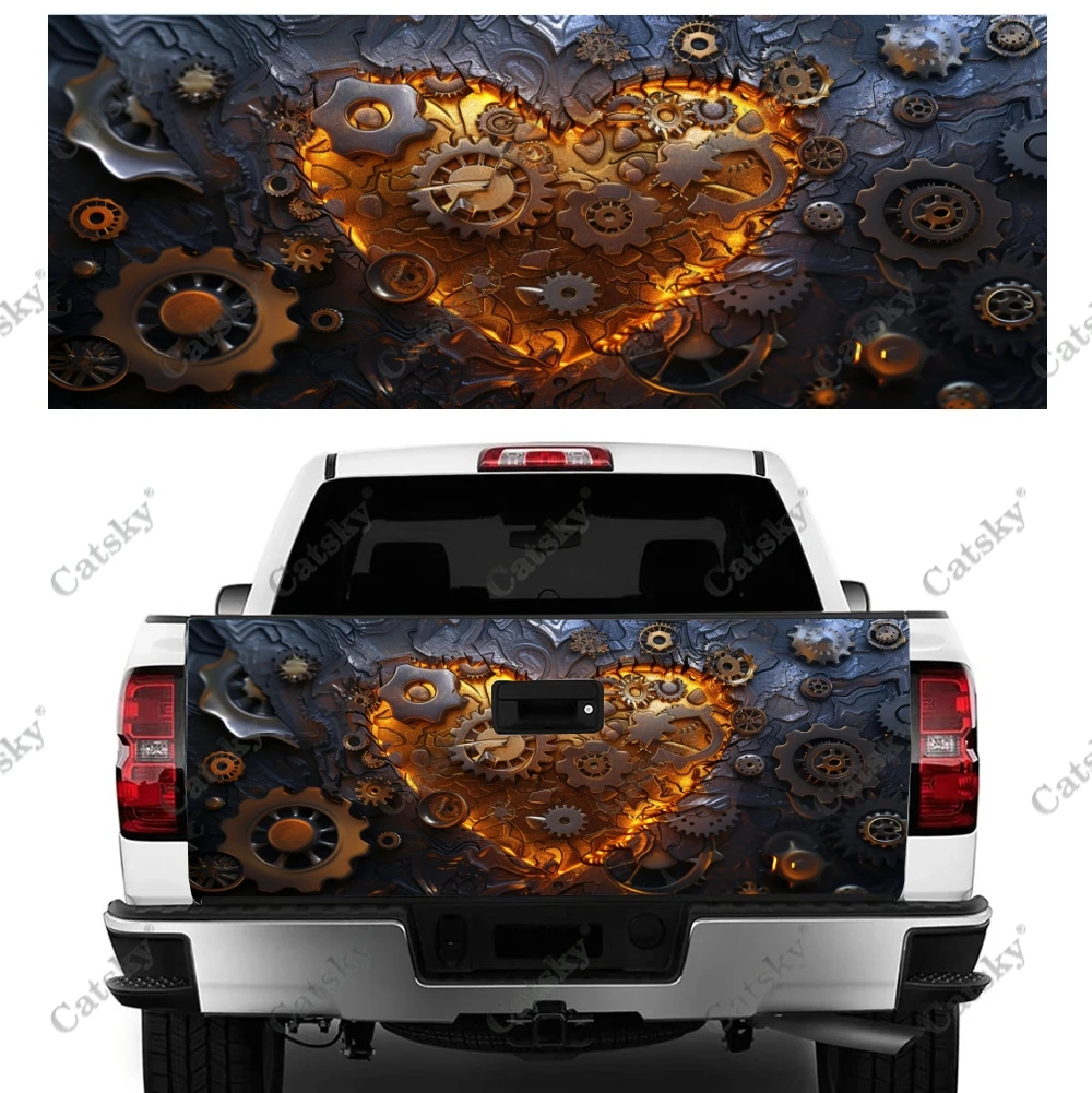 Mechanical Heart Design Truck Tailgate Wrap Professional Grade Material Universal Fit for Full Size Trucks Weatherproof