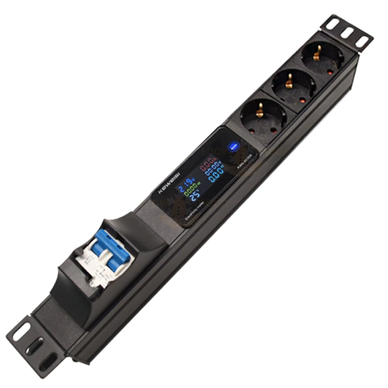 PDU Power Strip with Digital voltage current power timing temperature Meter 3 German Outlets Unit 4000/8000W 16/32A air swtich