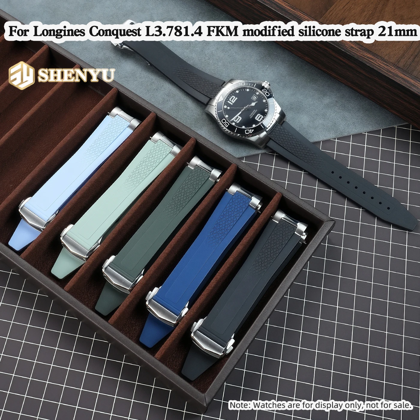 

Для Longines Conquest L3.781.4 FKM 41/43 мм циферблат модифицированный фторкаучук мужской складной ремешок для часов с пряжкой черный, синий, зеленый, 21 мм