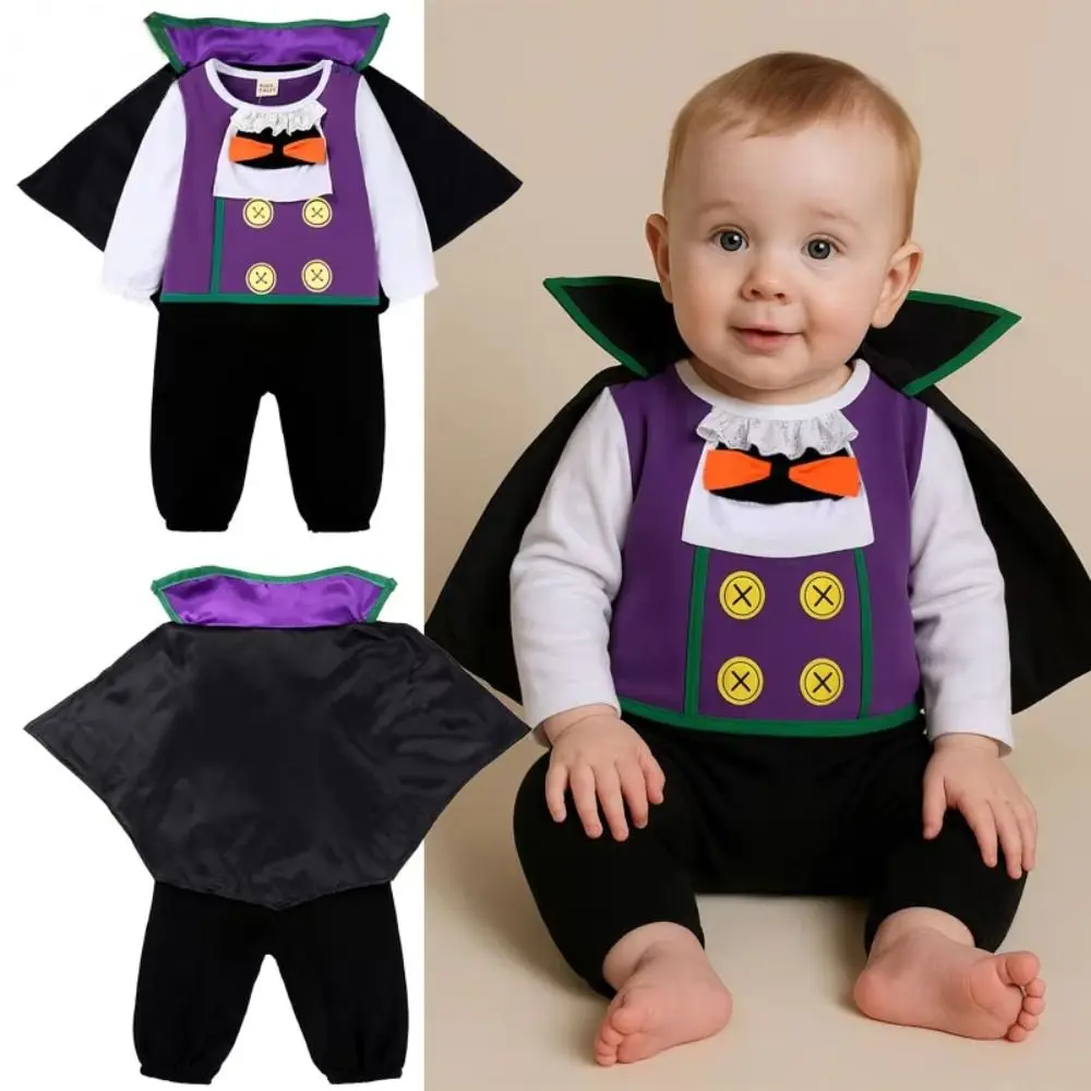 Cute Bat Halloween Costumes with Cloak Cotton Infant Jumpsuit Breathable Long Sleeve Newborn Clothes Halloween Party Dress Up
