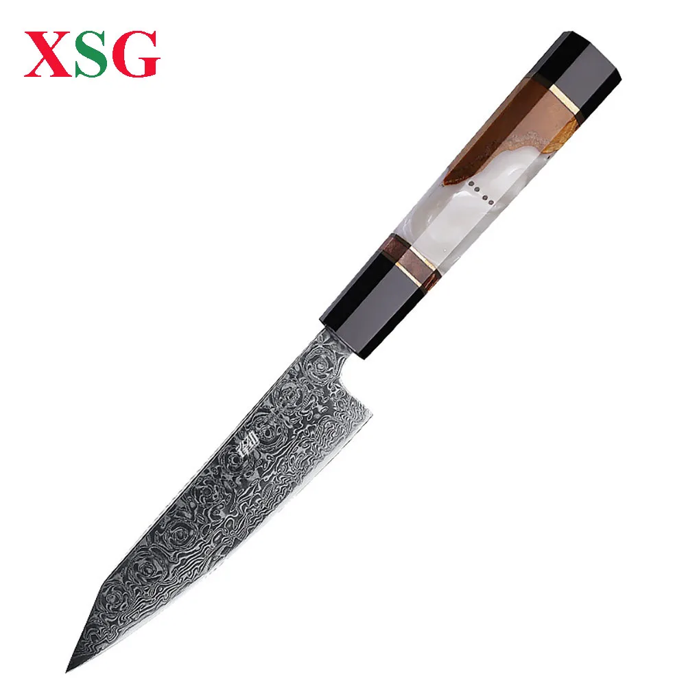 

XSG Genuine Damask Utility Knife 5 Inch Japanese Kitchen Knives AUS10 Damascus Steel Professional Vegetable Meat Fruit Knife