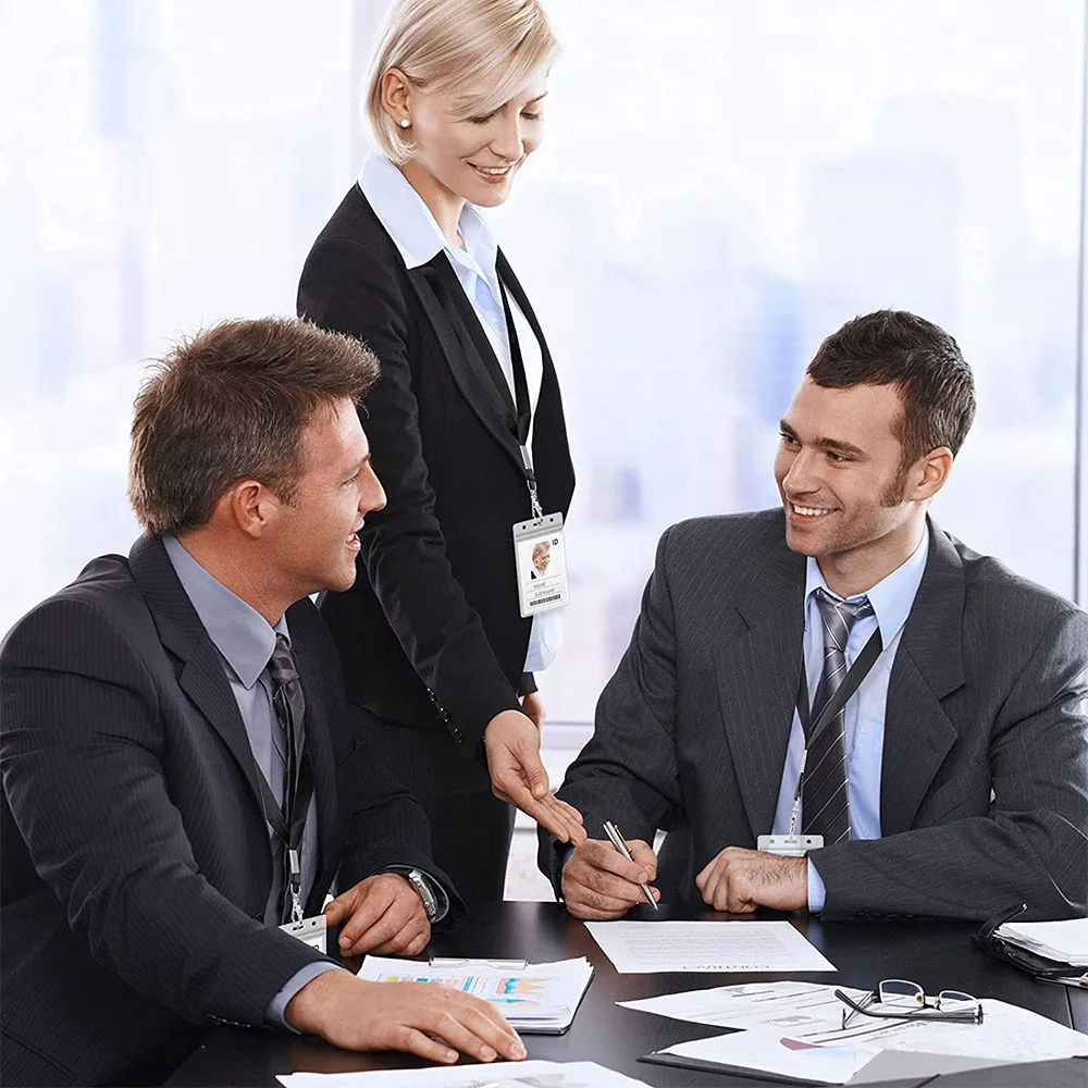 حامل شارة عمل PVC شفاف مع بطاقات حافلة الحبل وحامل تصريح العمل وحامل بطاقات عمودي مقاوم للماء #6