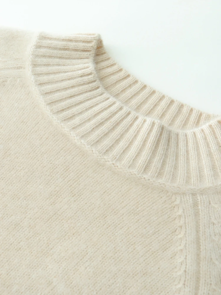 

Fashionable Versatile Women's Half Collared Sweater Autumn Winter 100% Cashmere Long Sleeved knitted Pullover Slimming Clothes