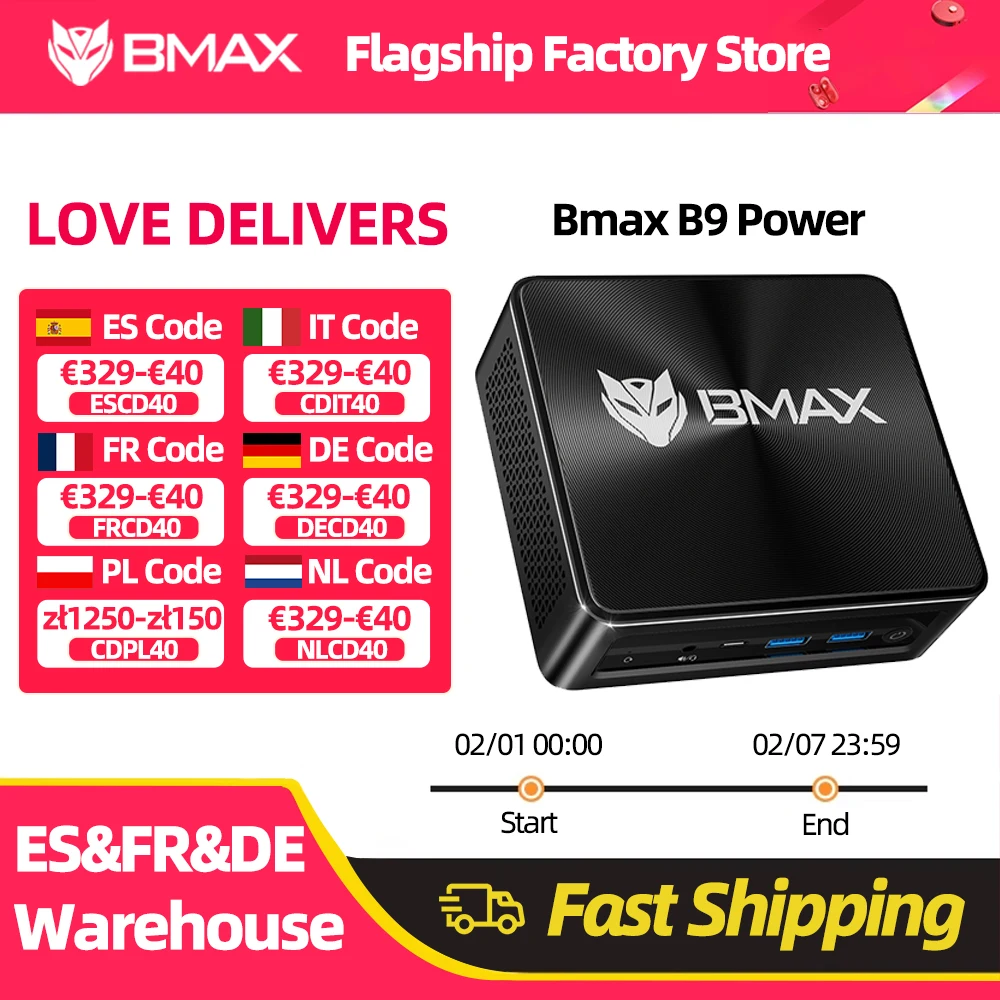 Bmax B9 puissance Mini Pc Intel Core I9-12900H 14 cœurs Max 5.0Ghz 24Gb 32Gb Ram 1Tb Ssd Wifi 6 Bluetooth 5.2