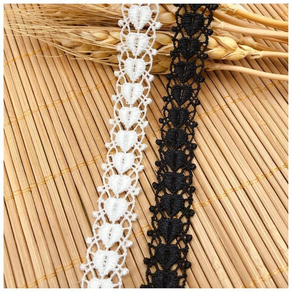 1Yards High Quality Lace Fabric Embroidery 1.5cm White Love Lace Material Ribbon Sewing Cotton Lace Trim Collar dentelle T06