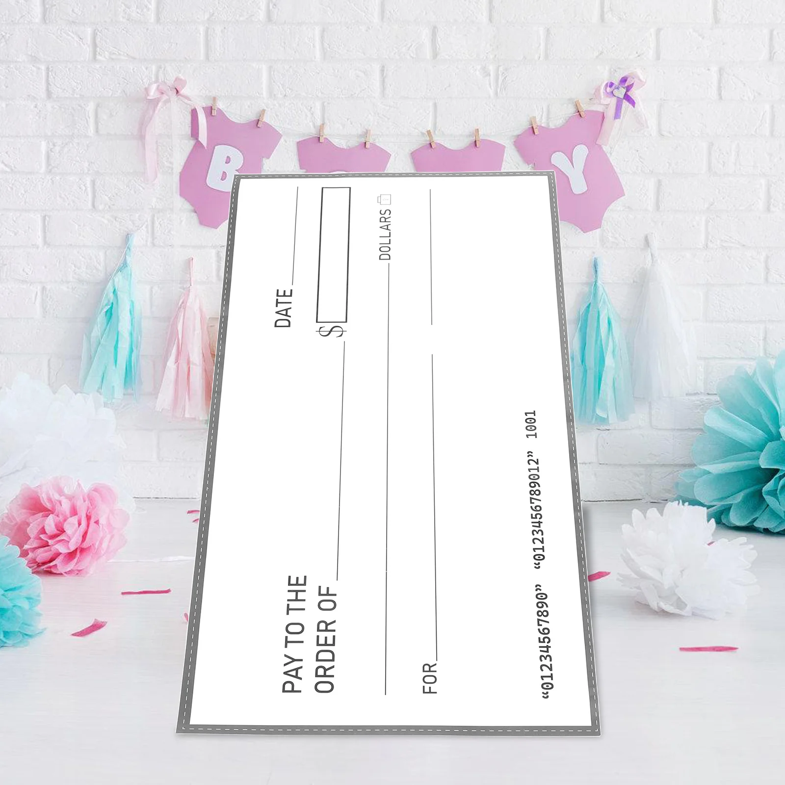 Giant Fake Check Blank Oversized Waterproof Reusable Large Presentation Board For Prank Party Wedding Donation Fundraiser Award