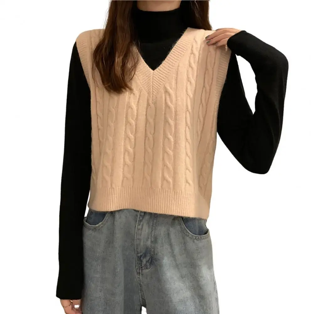 Chaleco de punto con cuello en V gris para mujer, suéter informal suelto coreano, chaleco de oficina para mujer, jersey de viaje, prendas de punto