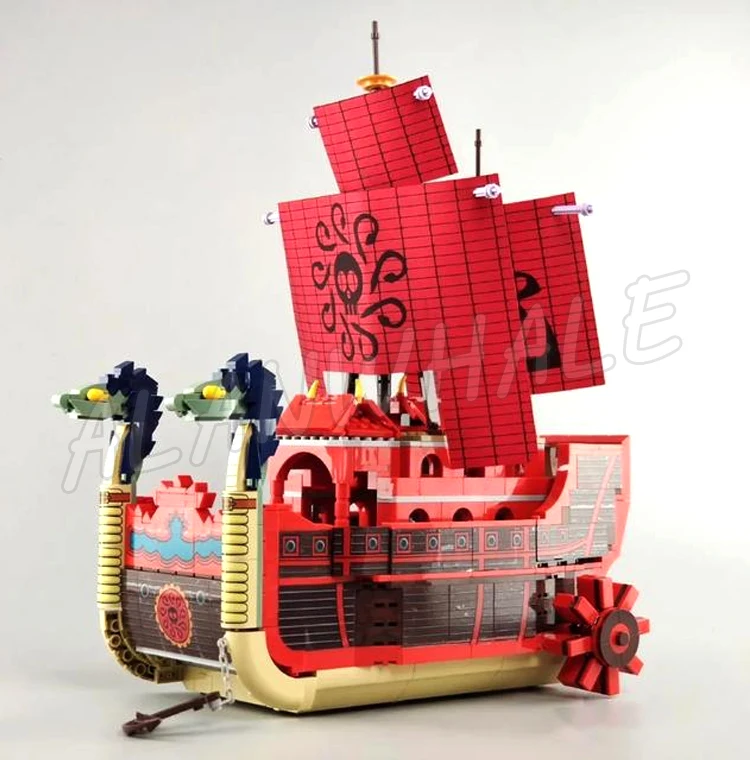 1099pcs Pirates of Nine Snakes Perfume Yuda Female Emperor Red Sea Boat Ship SY6296 Building Blocks Toys Compatible With Model