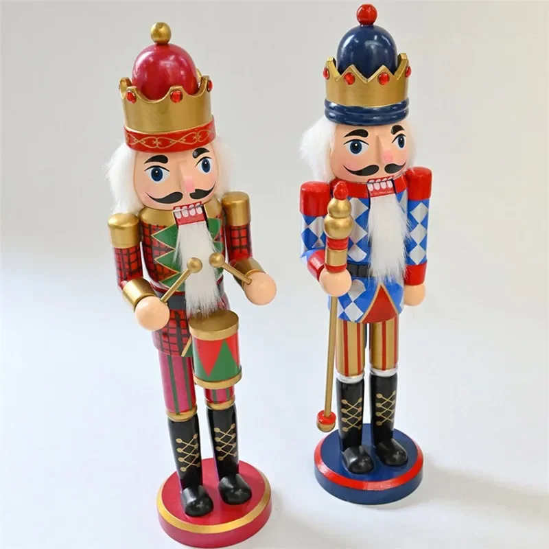 Wooden Nutcrackers 37cm Walnuts Soldier Christmas Puppet Ornaments Home Desktop Decoration New Year Wood Crafts