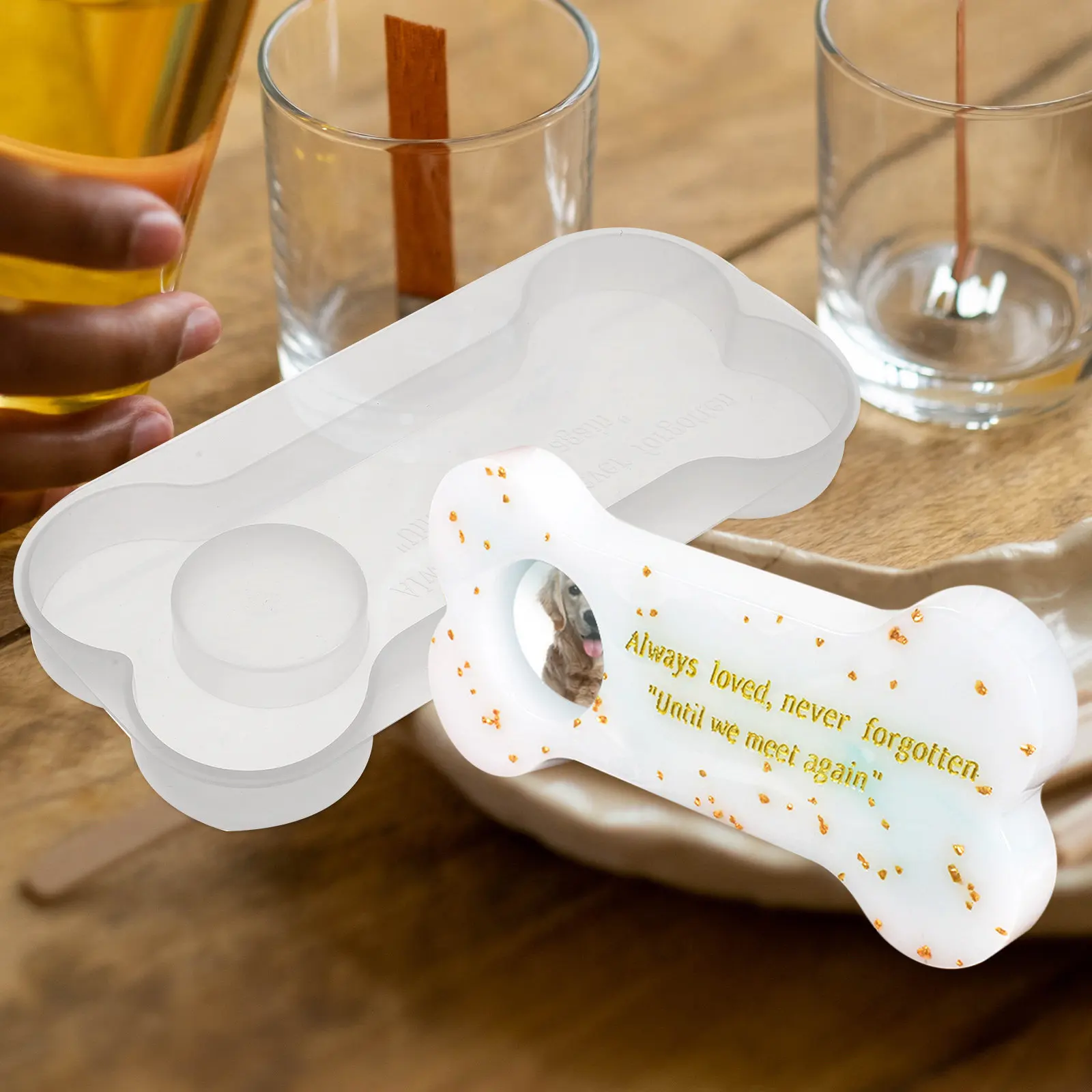 Silicone Bone Shape Mold for DIY Holder Tray Pet Tombstone Craft Memorial Stone Making Flexible Safe Craft Mold