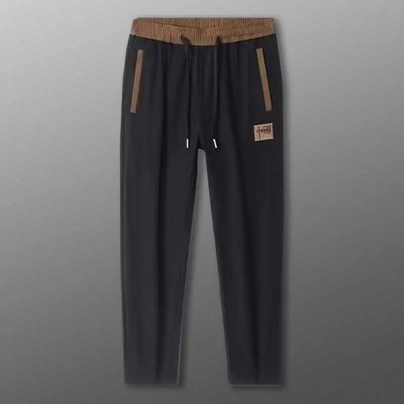 Summer lightweight Korean style trendy ice silk straight tube loose Chinese style elastic quick drying sports work pants