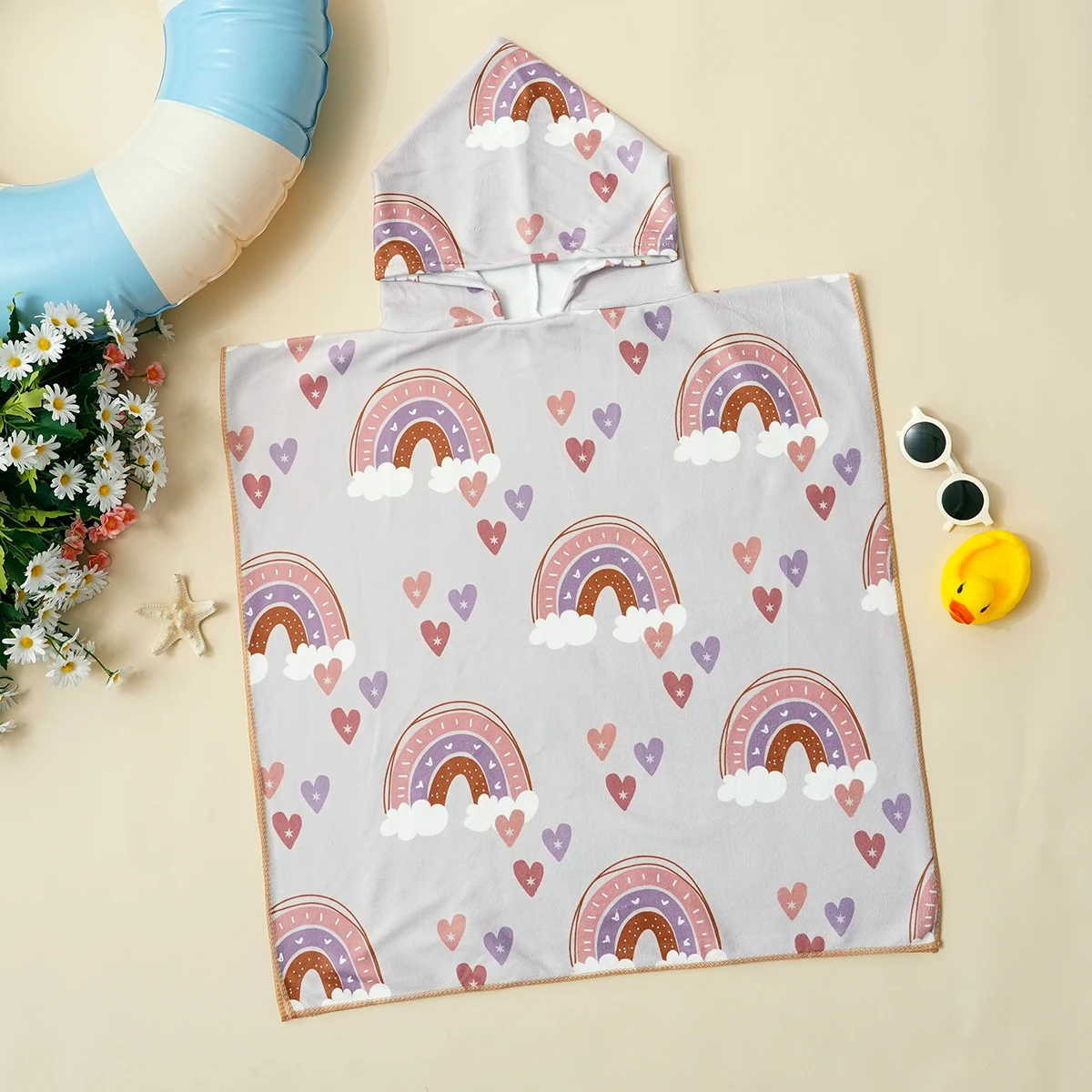 Elinfant 1PC Kids Hooded Bath Towel Soft Absorbent Baby Hooded Towel For Bathroom, Beach, Pool Baby Care Essentials