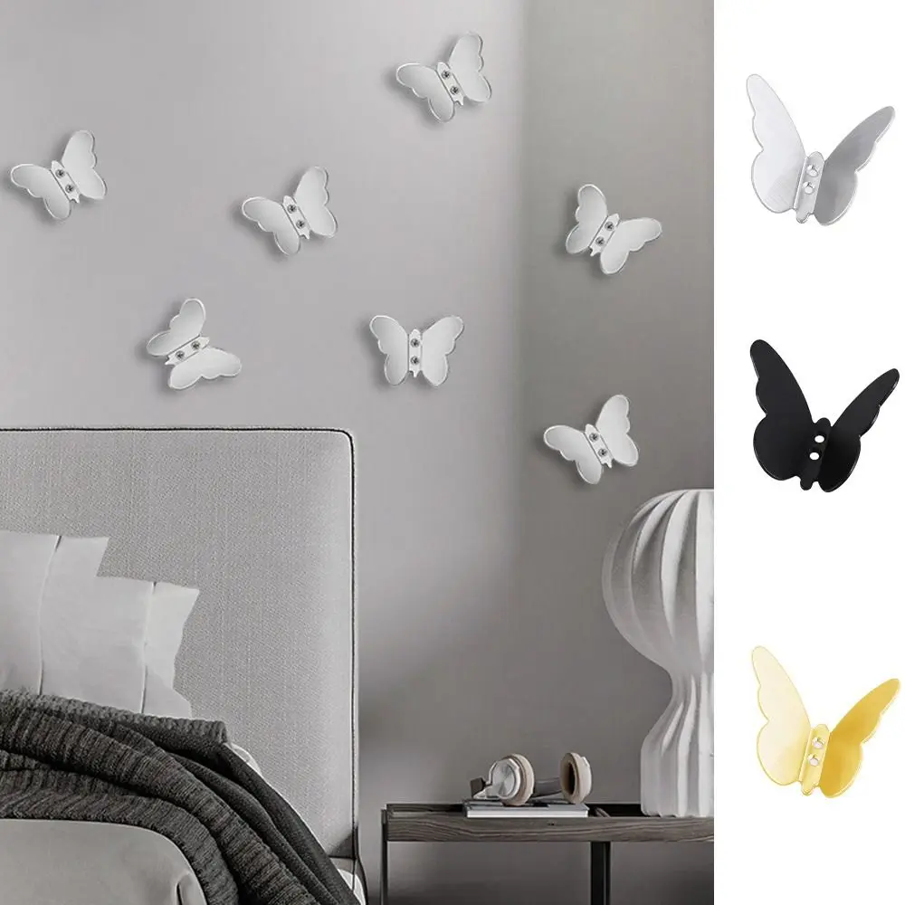 Stainless Steel Butterfly Shaped Wall Hanger Three-dimensional Gold/Silver/Black Butterfly Wall Hooks Anti-rust Wall Mounted