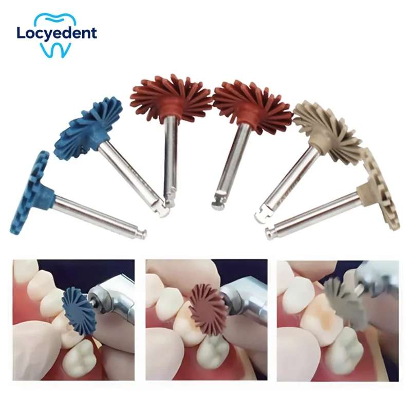 

Dental Rubber Polisher Composite Resin Polishing Diamond System RA Disc 14mm Wheel 3 Colors Diamond Spiral Flex Brush