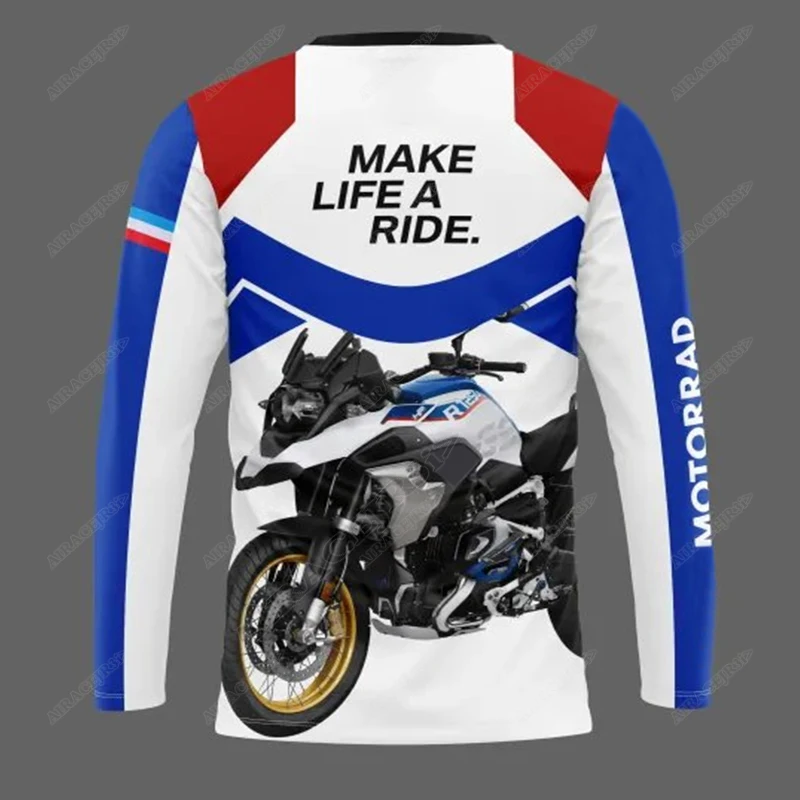 Motorrad For BMW R1250 GS Motocicleta Motorsport Racing Jerseys 2023 AVENTURA Equitação Esporte Viagem Longa T-Shirt Verão Anti-UV