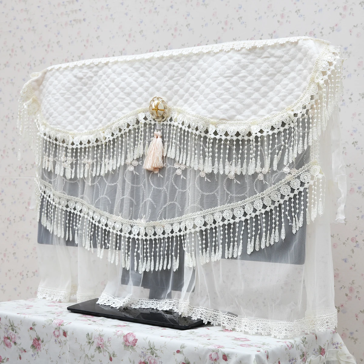 

Водорастворимый кружевной чехол для телевизора с ярким узором подсолнухов, пылезащитный чехол для ЖК-телевизора, чехол для телевизора в корейском стиле, домашний текстиль