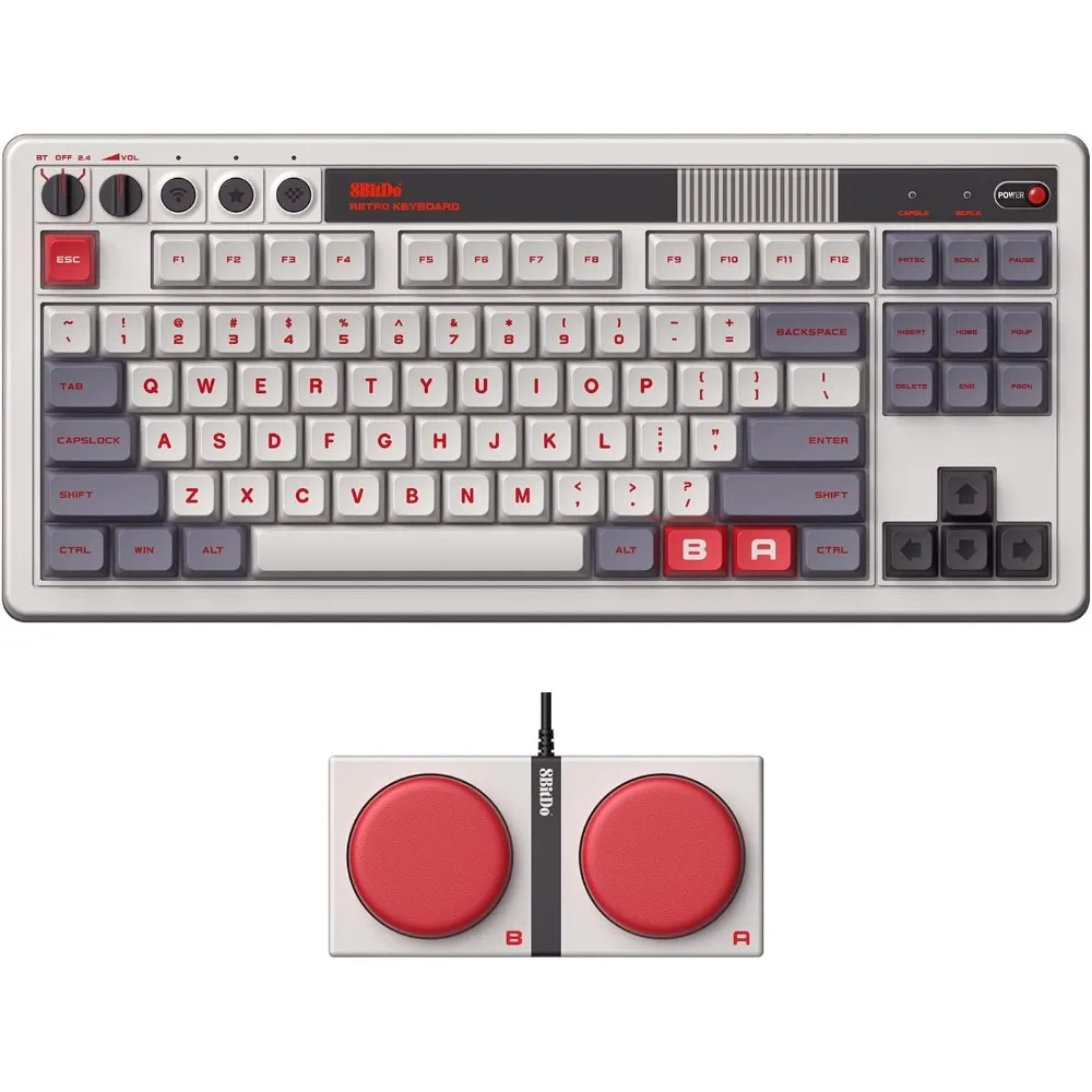 Retro Mechanical Gaming Keyboard with Bluetooth/2.4G/USB-C Connectivity and 87 Keys