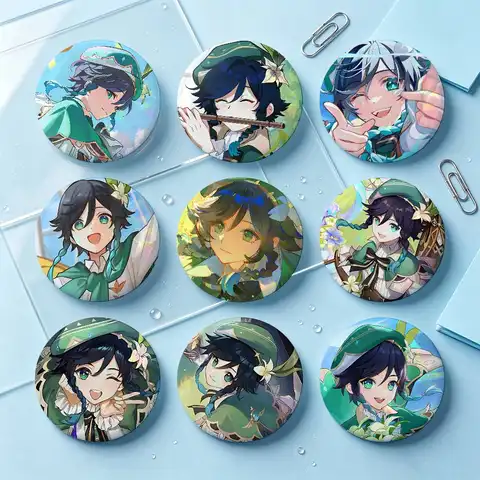 Venti Genshin Impact Badges Button Round Creative Pin Brooch Badge Bag Decor Accessories Fans Collect Friends Gifts
