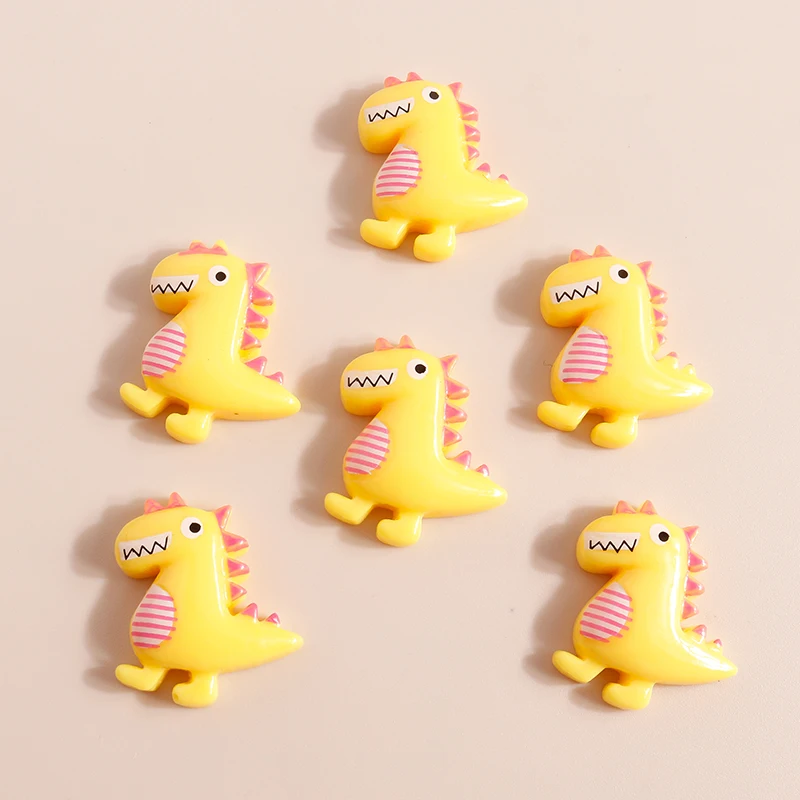 Leslie 10 Stück einfarbige niedliche Dinosaurier-Charms aus Kunstharz mit flacher Rückseite, Cabochon für Nagelkunst, Haarnadeln, Handyhülle, DIY-Zubehör – Detail 6