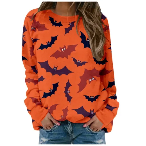 Imagen 2 del producto Sudaderas finas de moda para Mujer, Tops con estampado gótico de Halloween, sudadera informal, Ropa de calle para Mujer, Blusas, Ropa para Mujer, nuevo