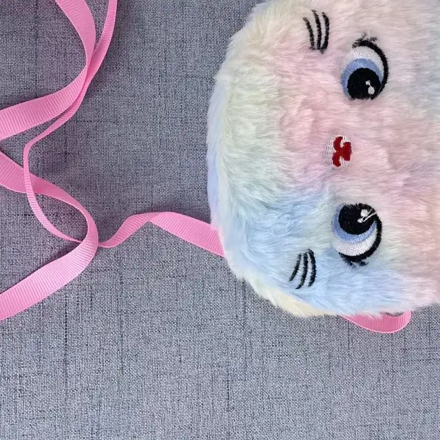 1X Random Color, 13*12CM Cat Plush Satchel , Messenger Pouch , Coin Bag Wallet