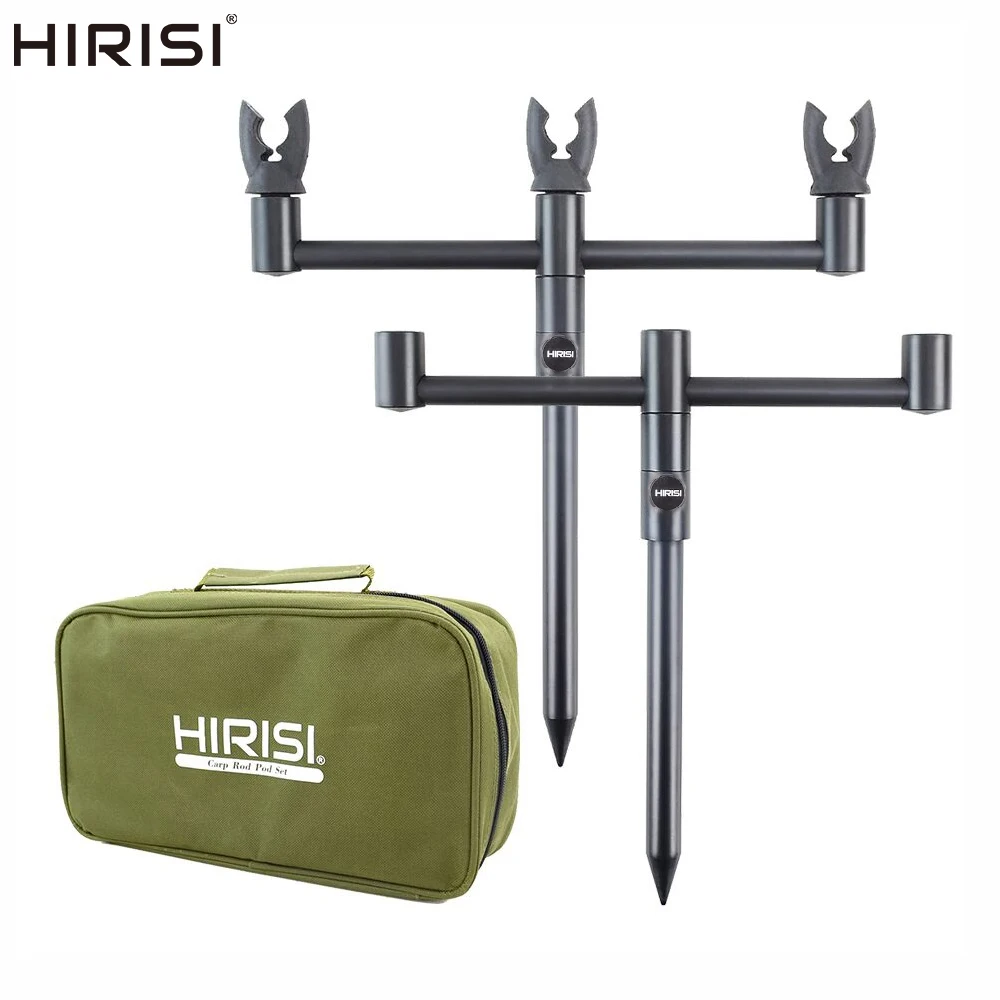 Hirisi Karpfenangel-Rod-Pod-Set mit Buzz Bar und Banksticks sowie 3 Rutenauflagen in tragbarer Angeltasche