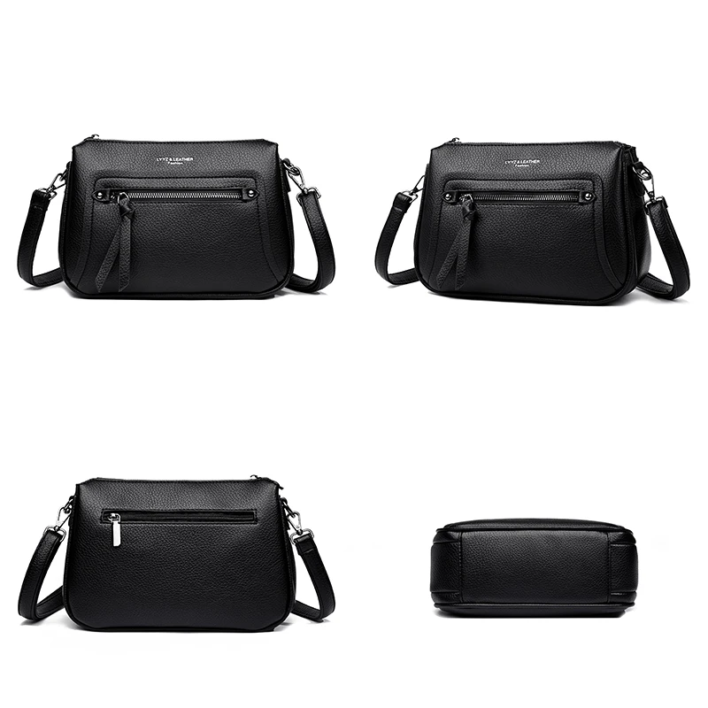 2025 المرأة الجديدة متعددة الطبقات قطري حقيبة كروس عصرية ومتعددة الاستخدامات جلد ناعم سعة كبيرة حقيبة كتف قطري كروس