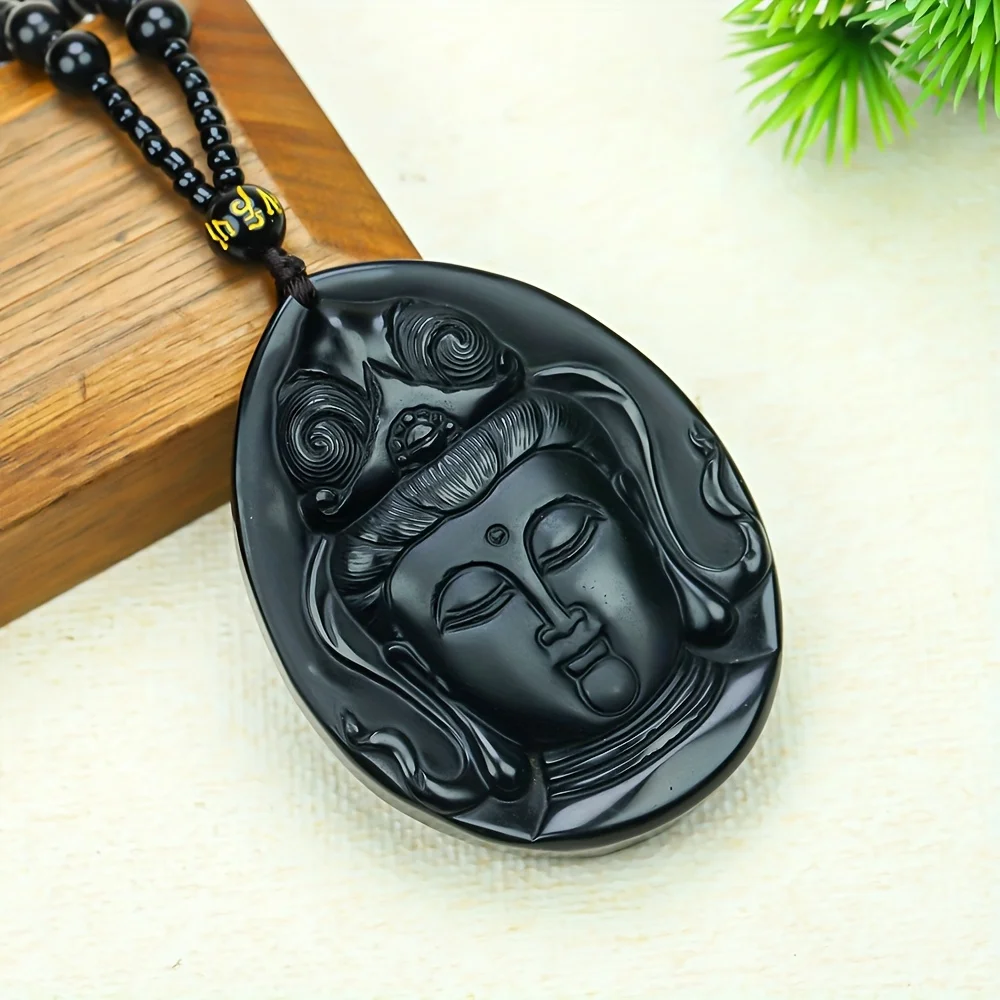 Obsidian Pendant Pendant Ruyi Patron Saint Pendant Necklace
