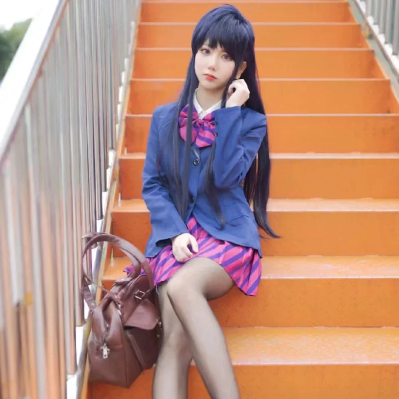 

qq38Halloween Anime Can't Communicate Shouko Komi Cosplay Costume Shirt Tie Short Skirt Wig Set High School Women Uniform