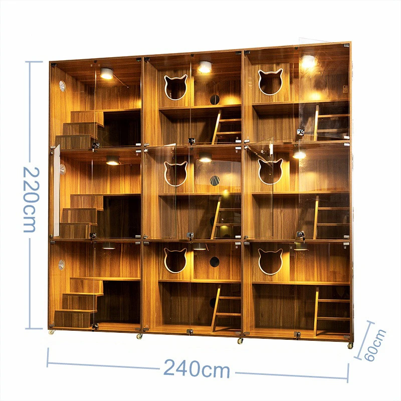 Imagem -03 - Custom Luxury Wooden Display Indoor Pet House Cat Cage Breeding Cabinet Villa Grande Mobiliário