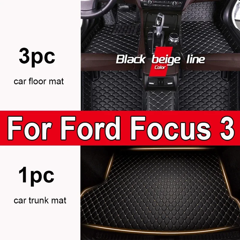 

Custom Automotive Car Floor Mats For Ford Focus 3 MK3 2014 2015 2016 2017 Auto Luxury Leather Men Women Car Mats Full Coverage 0