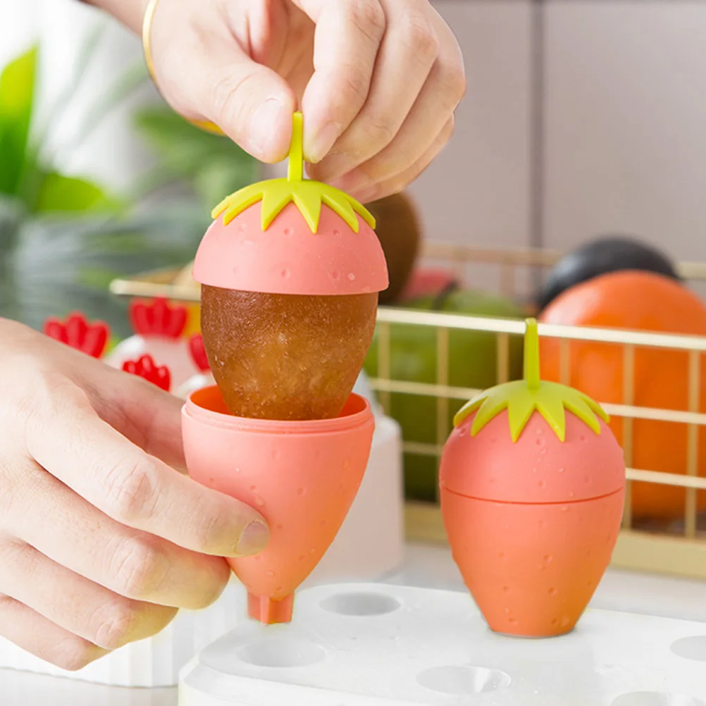 

6 Grids Strawberry Popsicle Mold Shaped Ice Popsicles Molds Maker Lolly Cream Mould