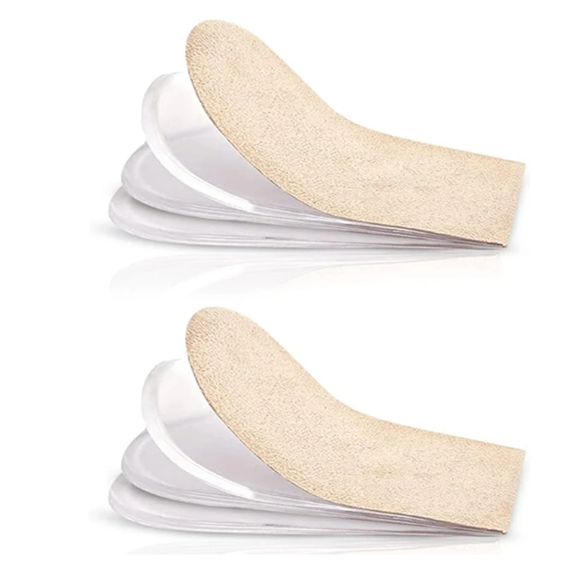 Adjustable Height Increase Insoles, 3-Layer Gel Heel Lifts Shoe Inserts For Leg Length Discrepancy, Achilles Tendonitis