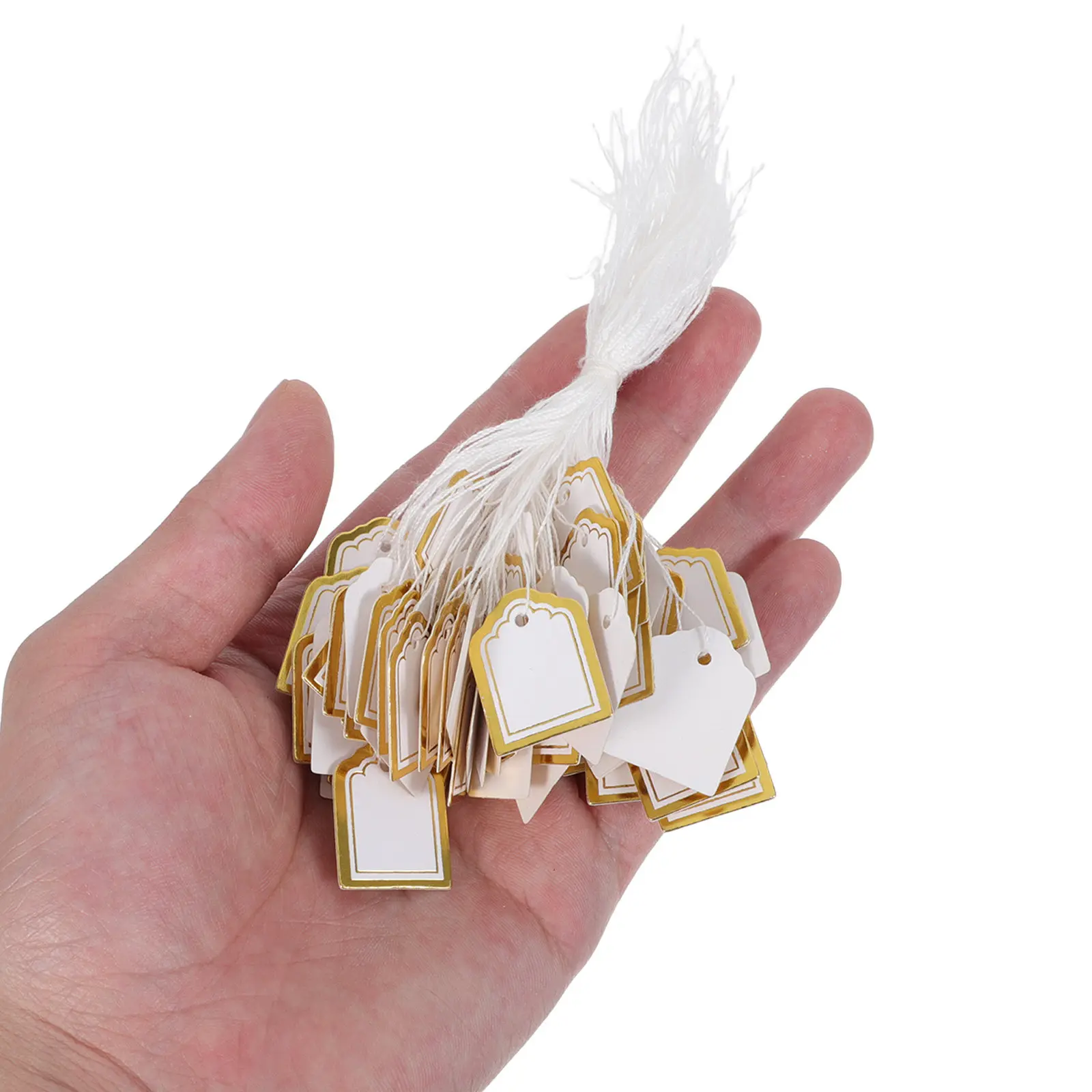 

500Pcs Fan Shaped Price Tags Blank Paper Dresses Labels String for Jewelry Retail Clothing Craft Price Display