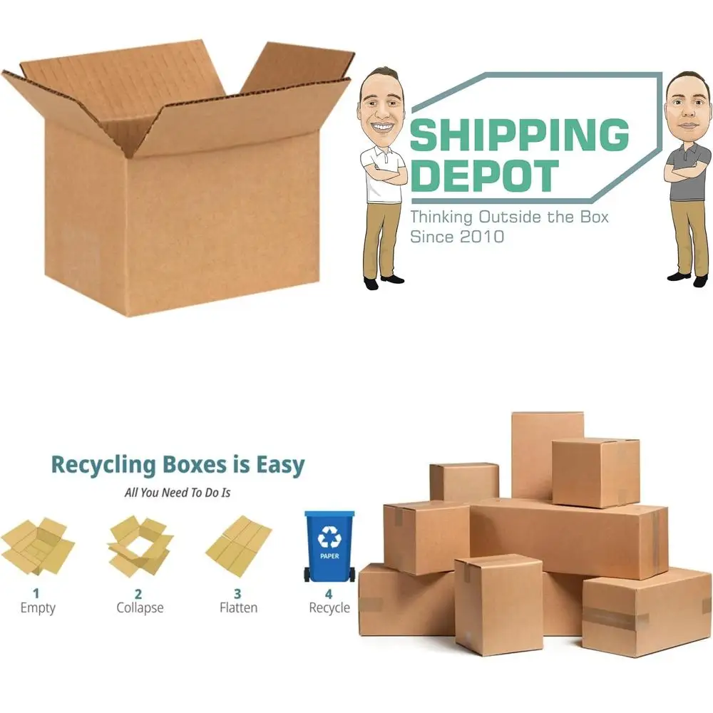 صناديق من الورق المقوى المموج - 200 عبوة، 6 × 4 × 4 بوصة، شحن وكرتون بريدية متحركة للتغليف